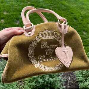 Juicy Pink & Green Velour Bowler Bag